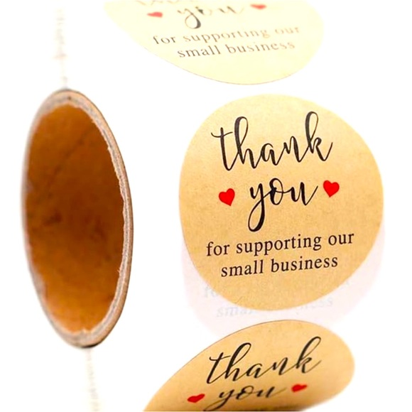 1000 Count “Thank You for Supporting Our Small Business” 1” Round Kraft Stickers - Picture 7 of 12